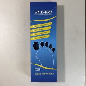 WALK HERO Orthotic Insoles Blue EVA Full Length for Flat Feet Pain Relief